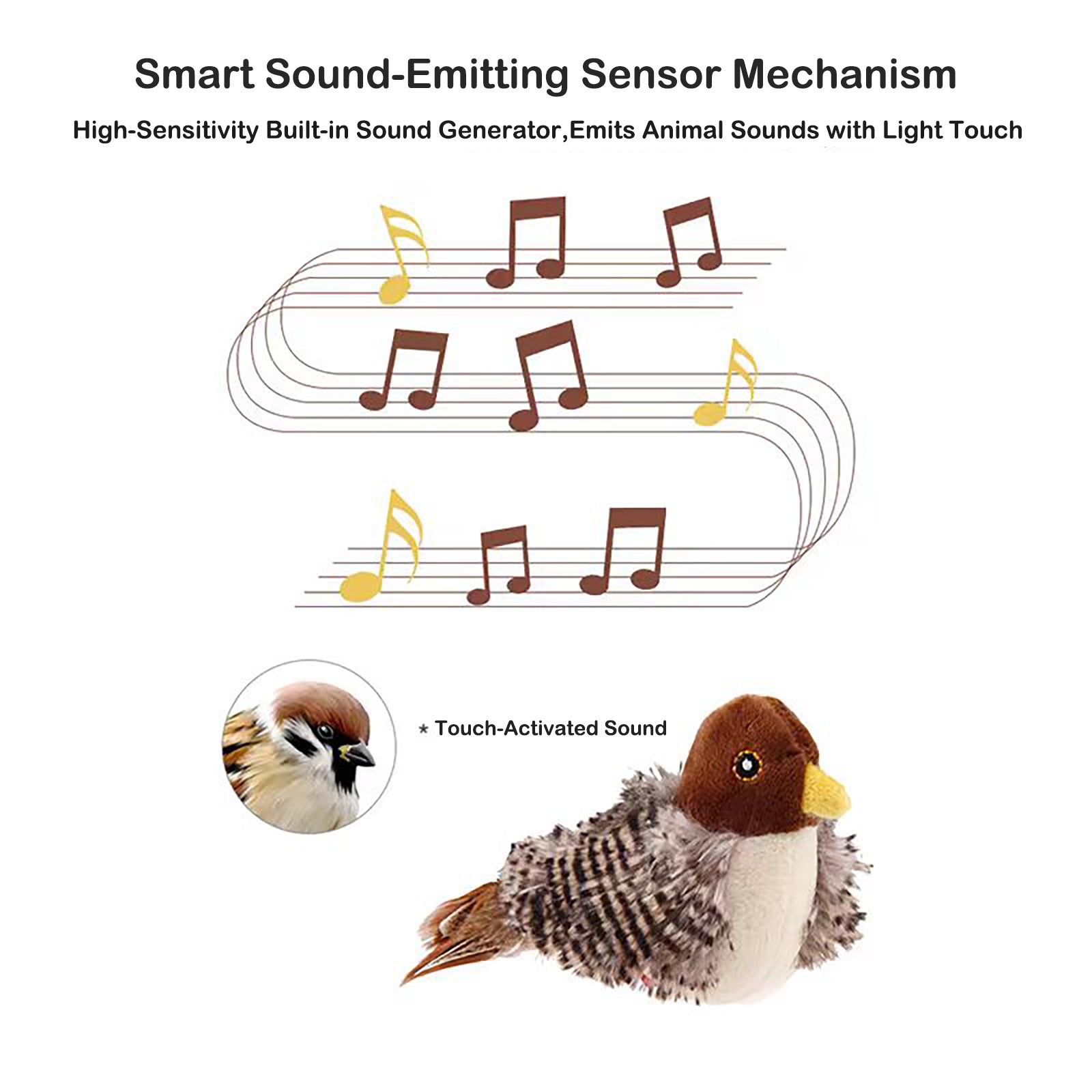 Biomimetic Sound-Making Pet Toy|Different kinds|Automatic and Intelligent for Cats and dogs|Safety Material