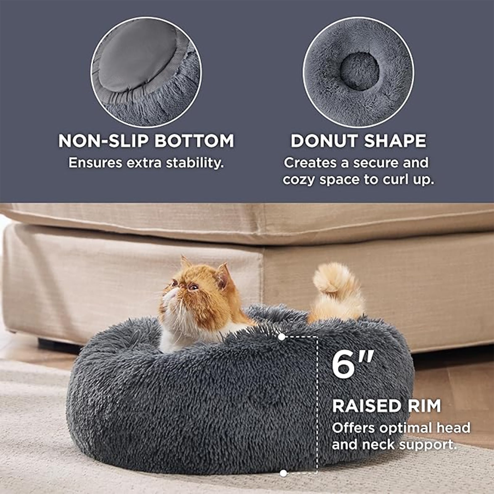 Comfortable and Warm Plush Circular Pet Bed by Safety Material|Cat Dog House