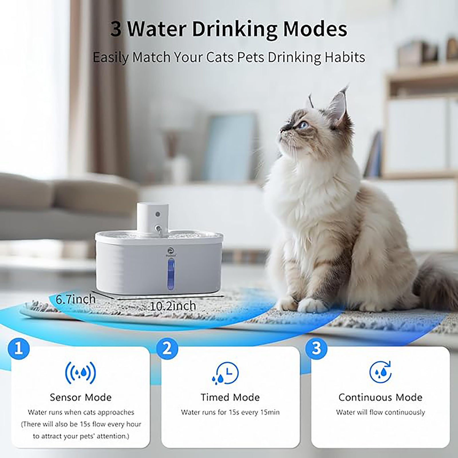 Cat and Dog wireless Inductive Circulating Smart Pet Waterer|Health and Fresh Water|Ultra-quiet pet water fountain