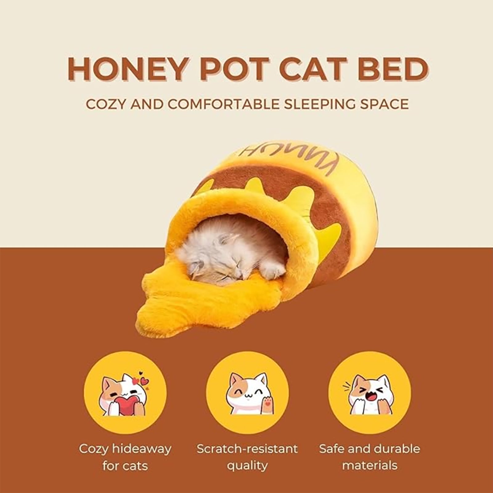 Pet Honey Pot Semi-Enclosed Cat Bed|Pet House|Pet Life|Lovely and Warm