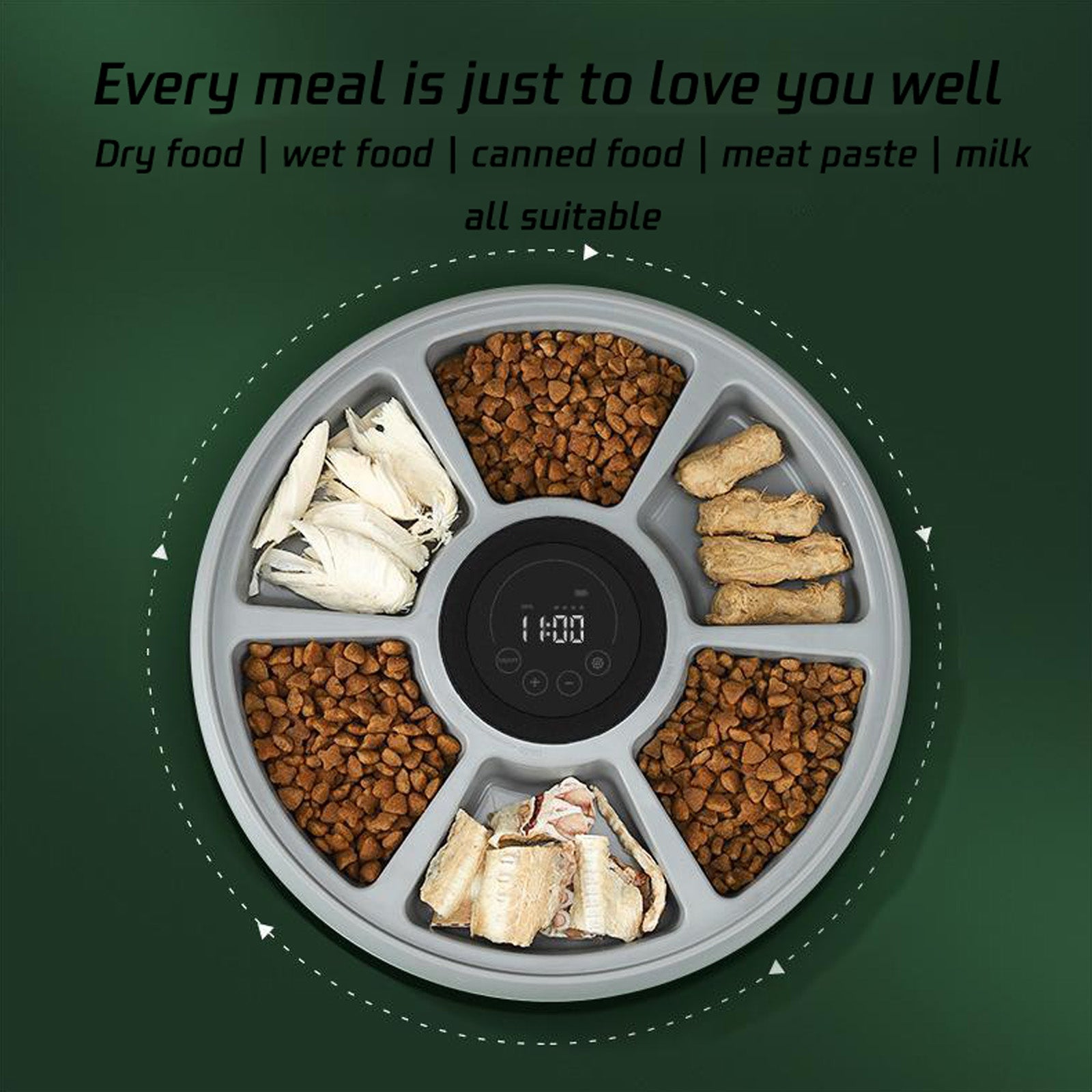 Six-meal smart pet feeder