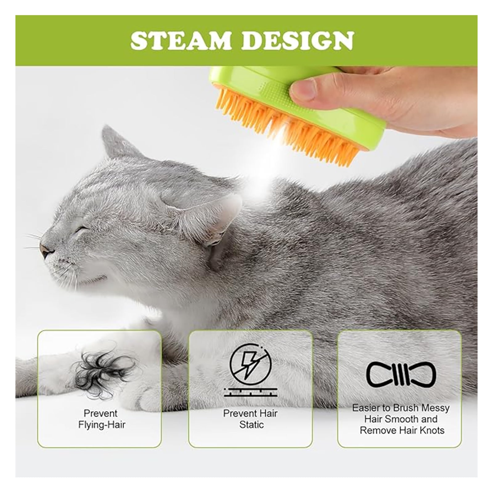 Hair Clean Needy Pet Steam Hair Brush|Mango-shape Design|Easy Use for Comfortable