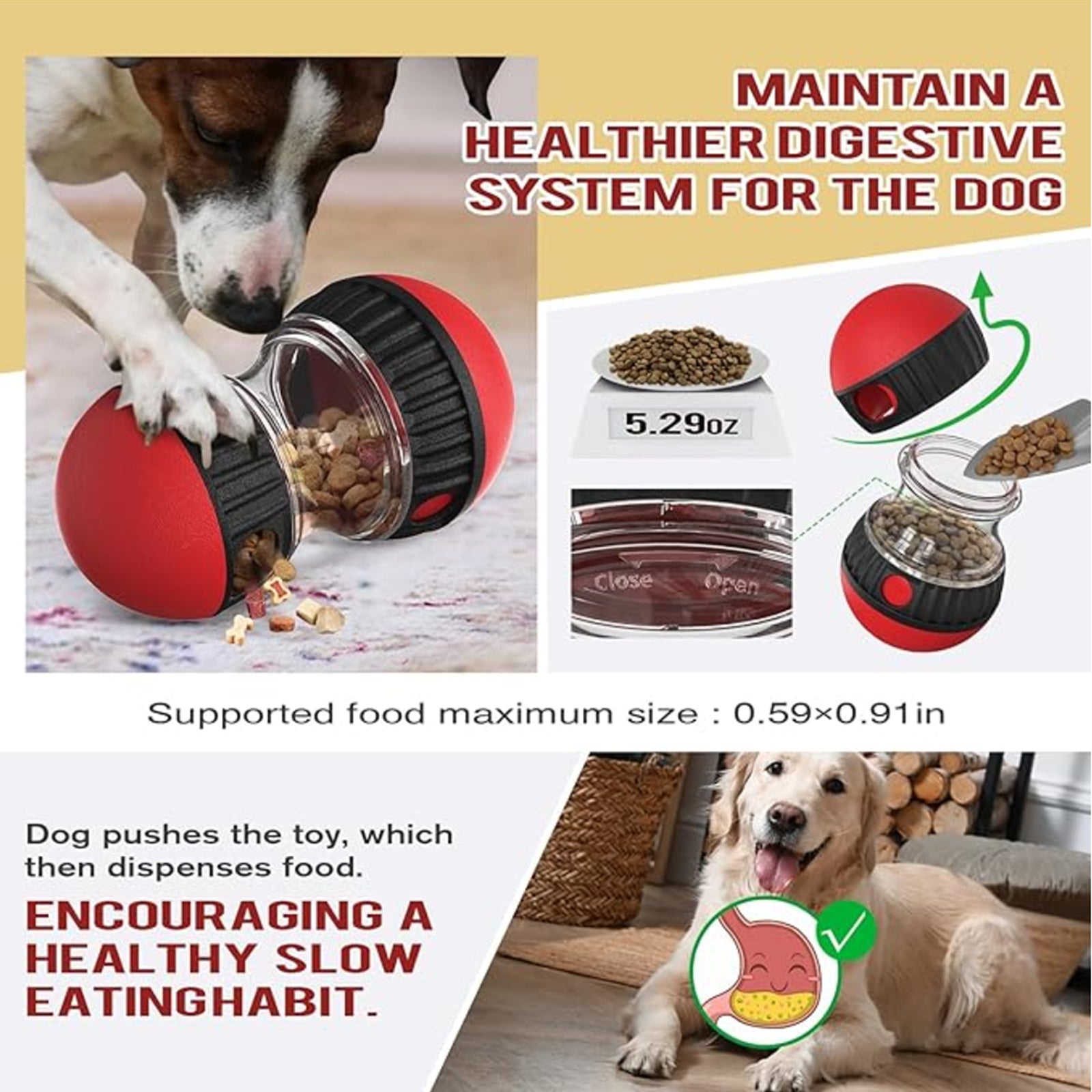 Safety Non-tipping Pet Feeder|Safety Material|Slow Feeding|Dog Toy