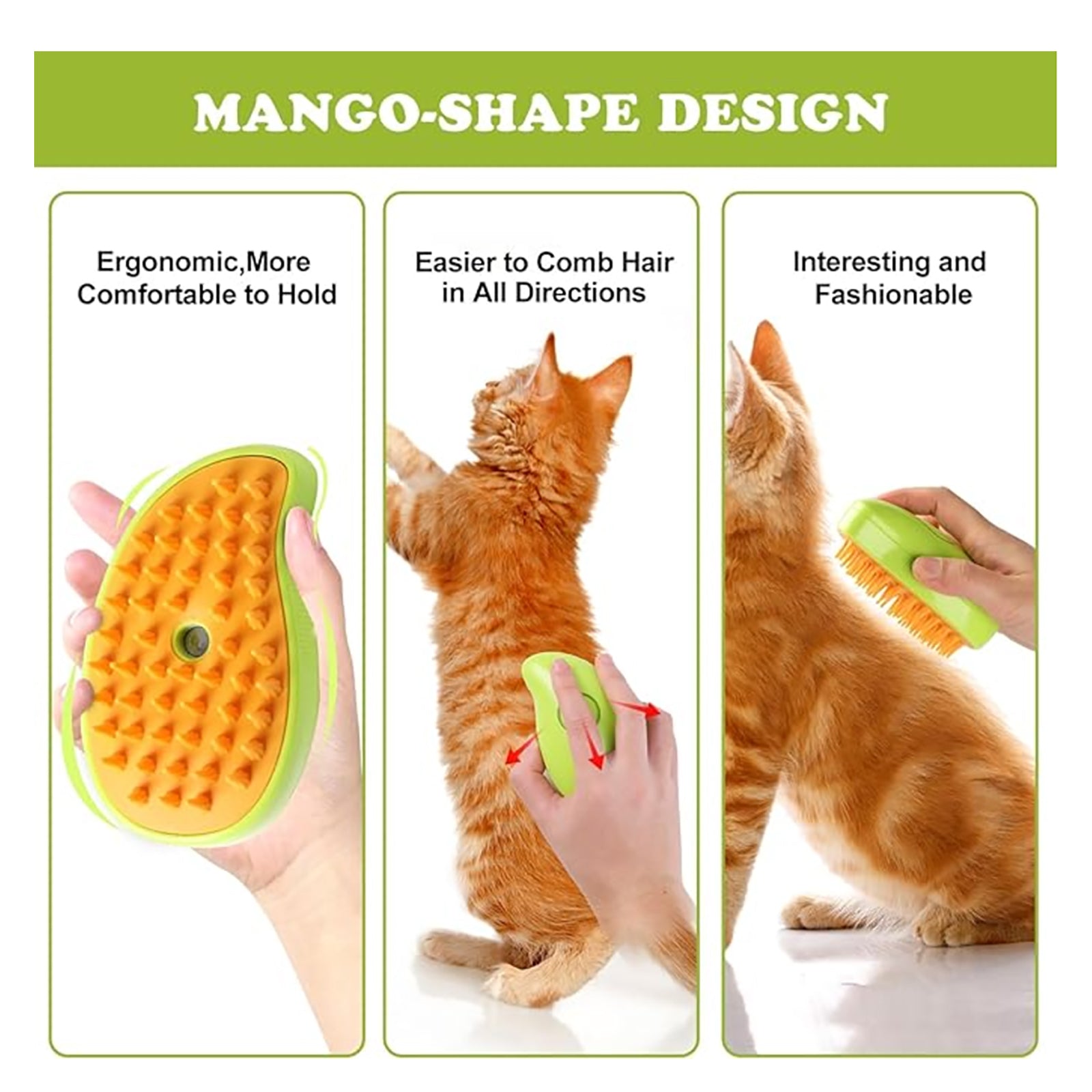 Hair Clean Needy Pet Steam Hair Brush|Mango-shape Design|Easy Use for Comfortable